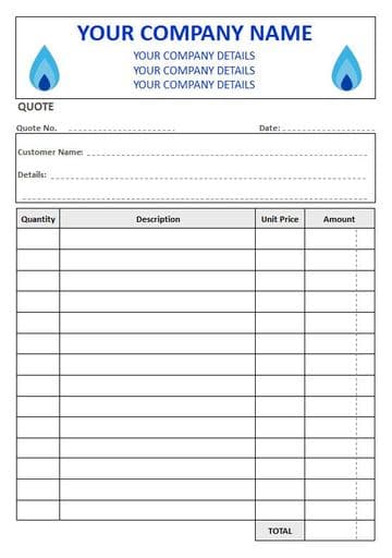 Central Heating Engineers NCR Quote Pads, 4 Column Lined