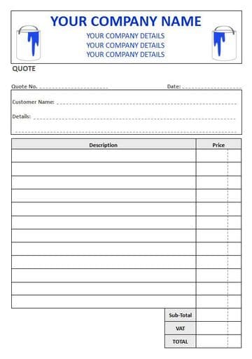 Decorators NCR Quote Pad, 2 Column Lined + VAT