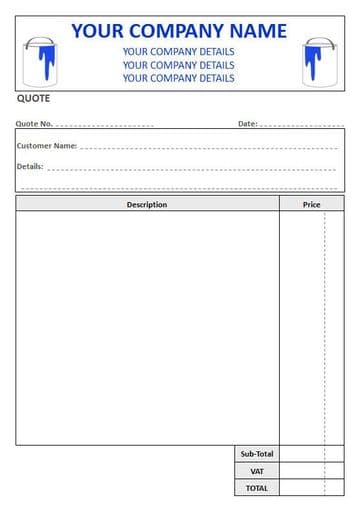 Decorators NCR Quote Pad, 2 Column + VAT
