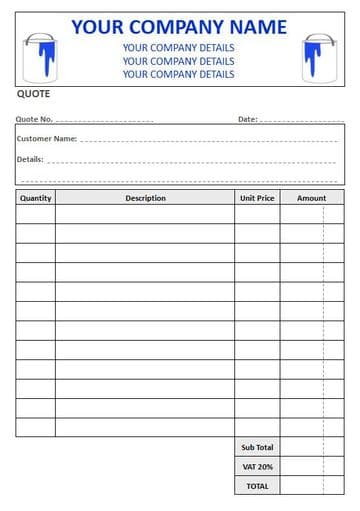 Decorators NCR Quote Pad, 4 Column Lined + VAT