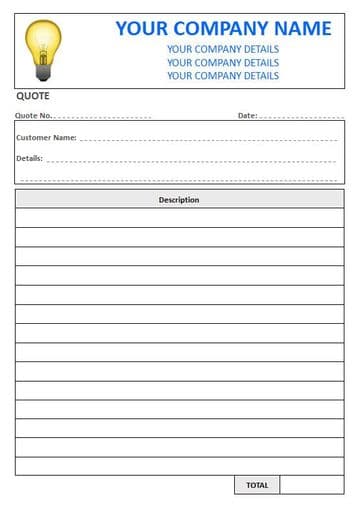Electricians NCR Quote Pads, 1 Column Lined