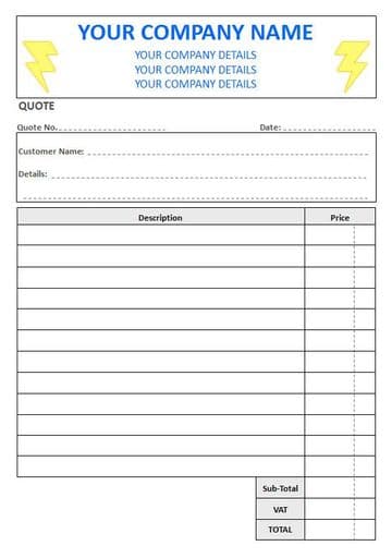 Electricians NCR Quote Pads, 2 Column Lined + VAT