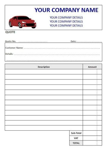 Mechanics NCR Quote Pads, Duplicate or Triplicate, 2 Column Lined + VAT Box