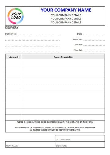 NCR Delivery Note, 2 Column Lined