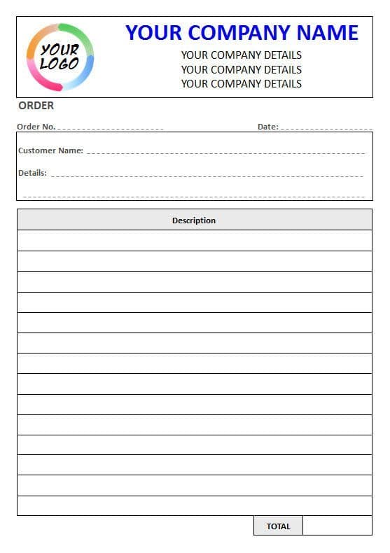 NCR Order Form 1 Column Lined