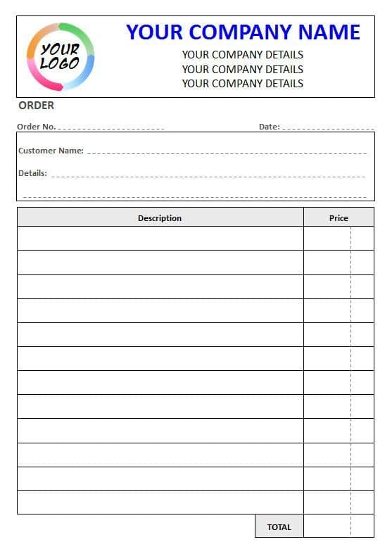 NCR Order Form 2 Column Lined