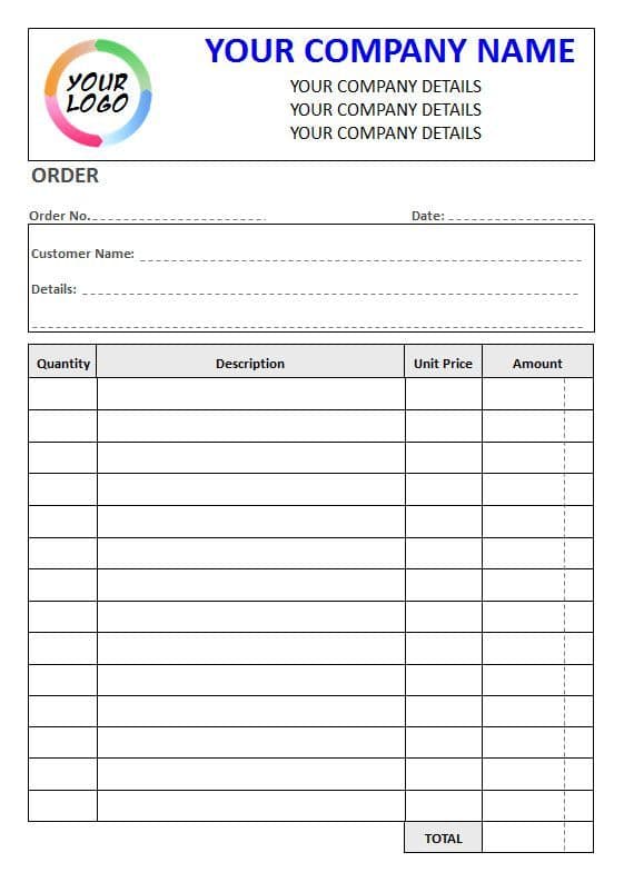 Column Order Form NCR Order Form 4 Column Lined