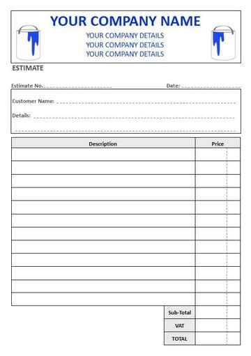 Painter & Decorators NCR Invoice Pad, 2 Column Lined + VAT