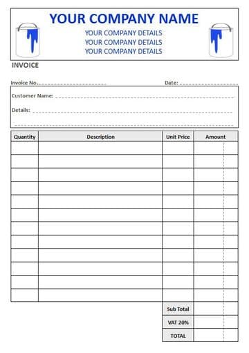 Painter & Decorators NCR Invoice Pad, 4 Column Lined + VAT