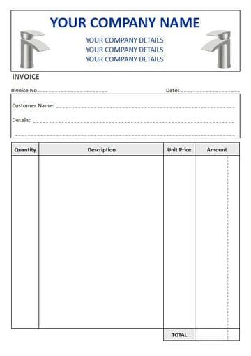 Plumbers NCR Invoice Pads, 4 Column