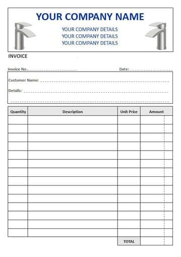 Plumbers NCR Invoice Pads, 4 Column Lined