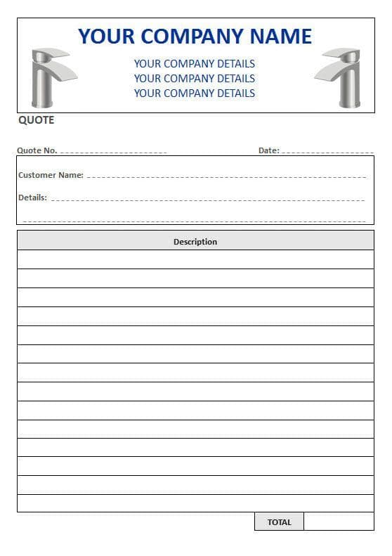 Plumbers NCR Quote Pads 1 Column Lined