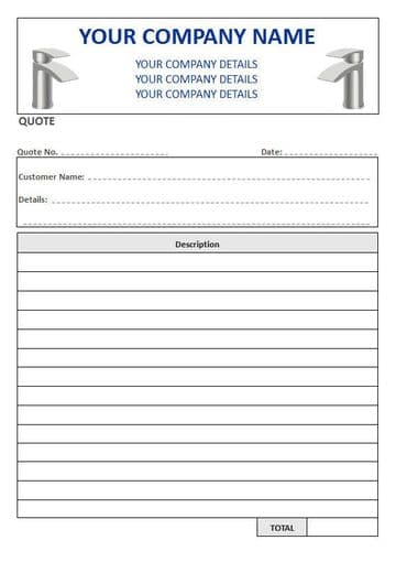 Plumbers NCR Quote Pads, 1 Column Lined