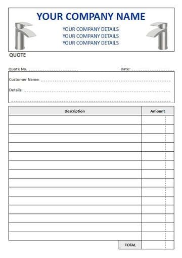 Plumbers NCR Quote Pads, 2 Column Lined