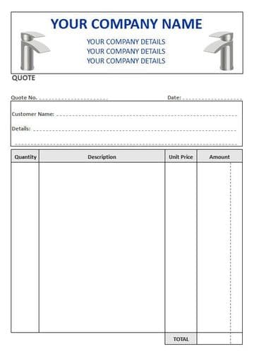 Plumbers NCR Quote Pads, 4 Column