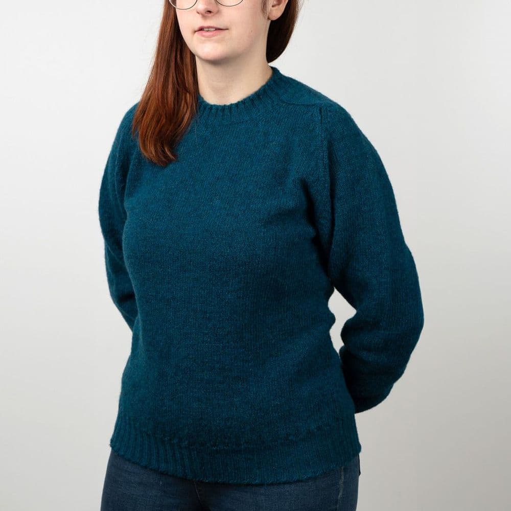 SADDLE SLV CREWNECK SWEATER (PA3069) MYSTIC BLUE XS