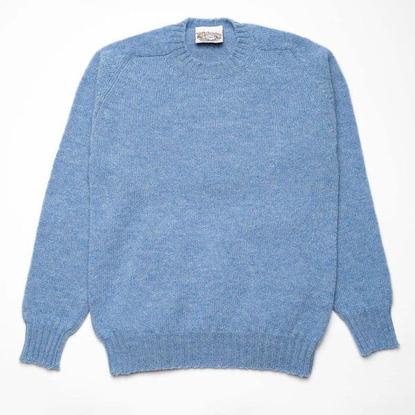 Crew Neck Saddle Shoulder Sweater - 134 Blue Danube