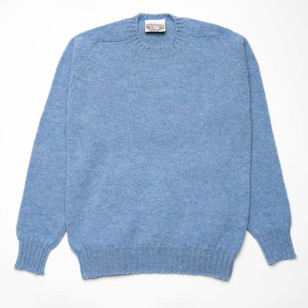 Crew Neck Saddle Shoulder Sweater - 134 Blue Danube