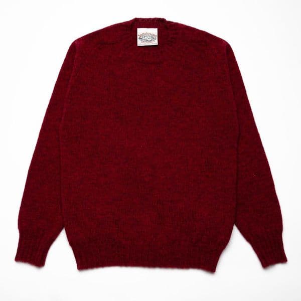 Crew Neck Saddle Shoulder Sweater - 323 Cardinal