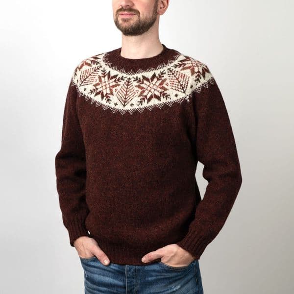 Crew Neck Yoke Sweater - 652/242A Ruby