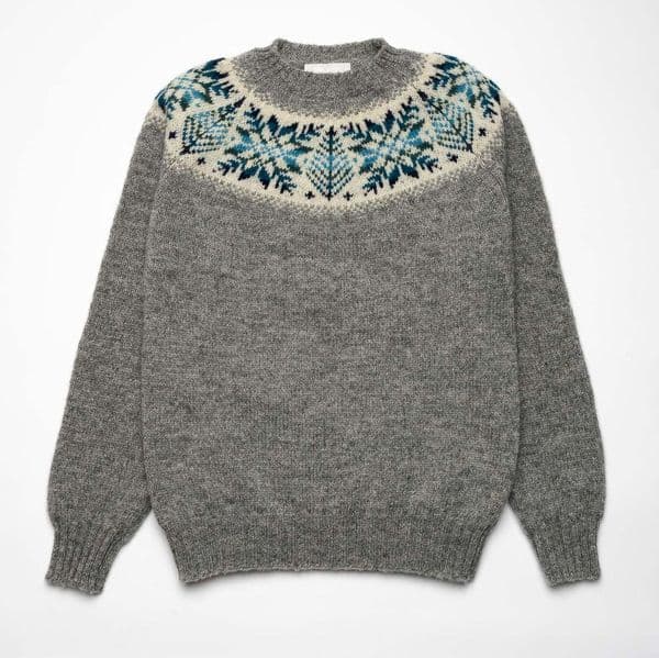 Crew Neck Yoke Sweater - 652/320C  Steel