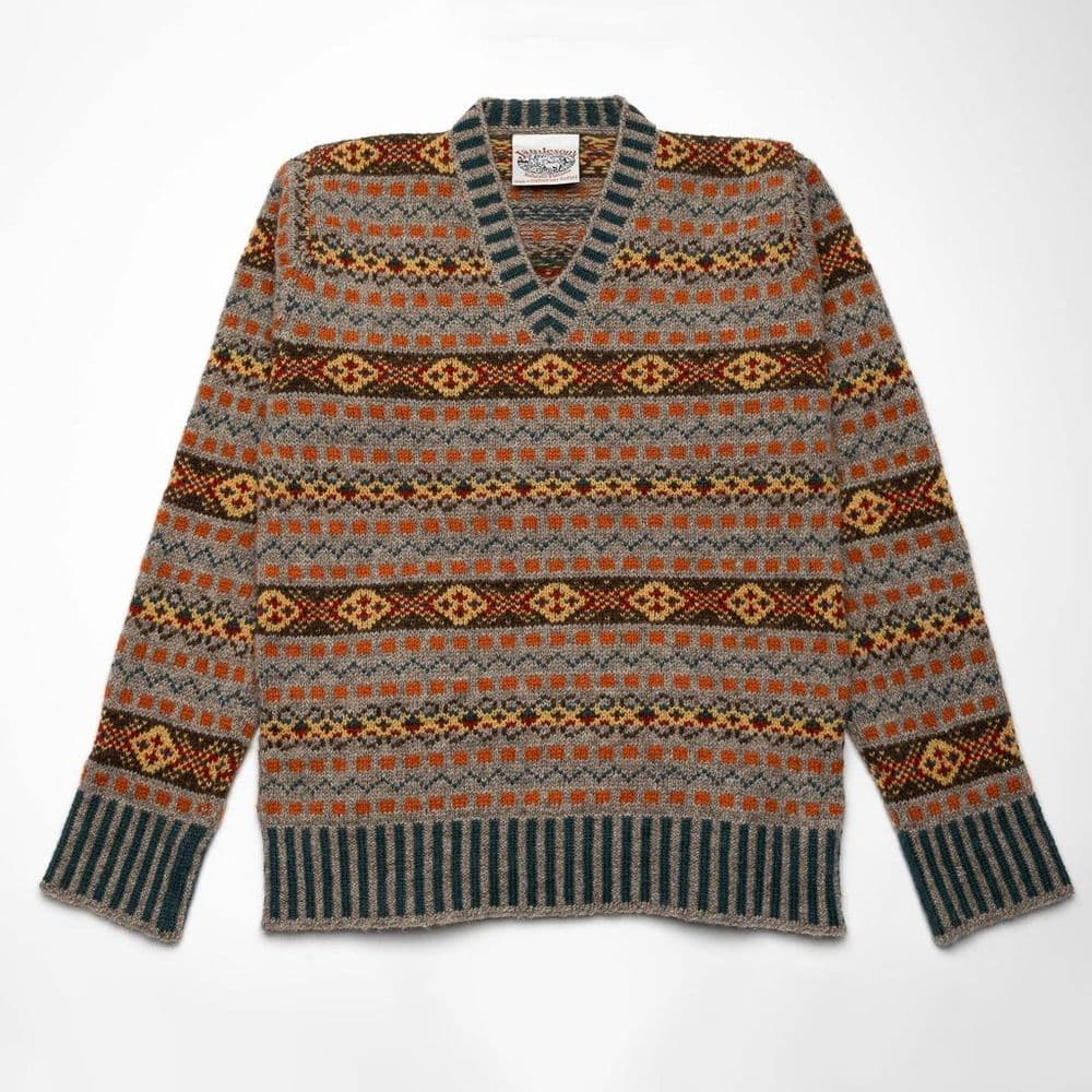 Vee Neck Sweater with 2 Colour Rib - 626/2