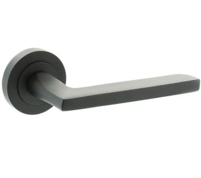 Alaska  Door Handles On Round Rose, Matt Black