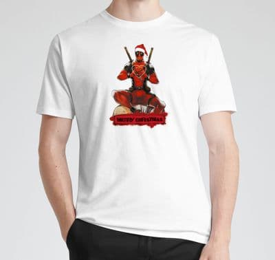 Deadpool Merry Xmas T-Shirt – Funny Christmas Top for Kids & Adults