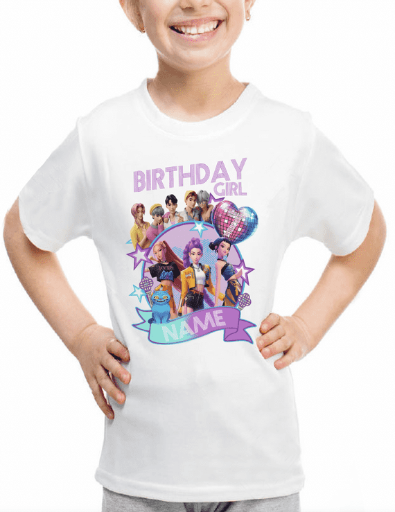 Kpop Demon Hunter Happy Birthday Girl T‑Shirt UK | Fun Girls Birthday Tee – Tees4Geeks