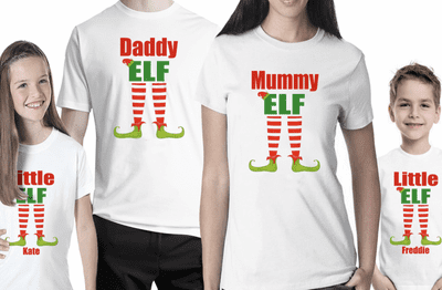 ELF Family T-Shirt – Funny, Personalised & Festive Xmas Tops