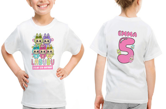 Labubu Birthday Happy Birthday Girl T‑Shirt UK | Fun Girls Birthday Tee – Tees4Geeks