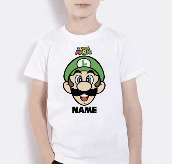 Luigi Face T-shirt Birthday Graphic Tee for Gamers | Fun Party Shirt made in UK Tees4geeks