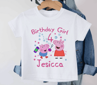 Personalised Peppa Pig Birthday T-Shirt | Kids Birthday Girl Top