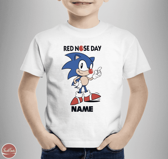 Sonic Comic Relief Personalised Comic Relief T-Shirt, Red Nose day 2026, Made in the UK