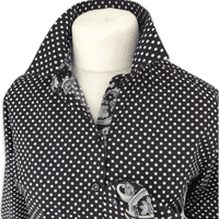 Grenouille Black & White Polka Dot Shirt with Paisley Detail