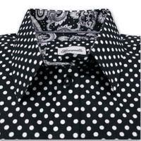 Grenouille Black & White Polka Dot Shirt with Paisley Detail