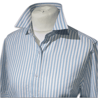 Grenouille Ladies 3/4 Sleeve Blue & Pink Stripe Seersucker Shirt