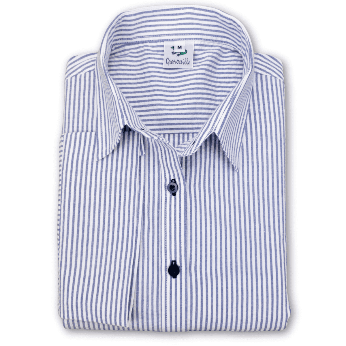 Grenouille Ladies 3/4 Sleeve Dark Blue and White Stripe