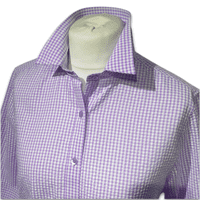 Grenouille Ladies 3/4 Sleeve Dark Lavender Gingham Check Seersucker Shirt