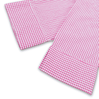 Grenouille Ladies 3/4 Sleeve Dark Pink and White Gingham Check Seersucker Shirt