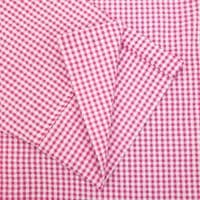 Grenouille Ladies 3/4 Sleeve Dark Pink and White Gingham Check Seersucker Shirt