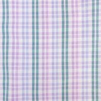 Grenouille Ladies 3/4 Sleeve Lilac, Blue and Emerald Green Check Seersucker Shirt