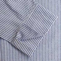 Grenouille Ladies 3/4 Sleeve Mid-Blue Stripe Seersucker Shirt