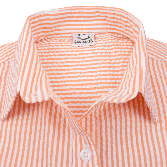 Grenouille Ladies 3/4 Sleeve Orange and Bright White Stripe