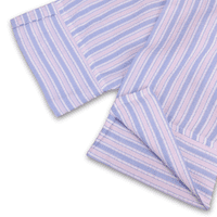 Grenouille Ladies 3/4 Sleeve Pink & Blue Stripe Seersucker Shirt