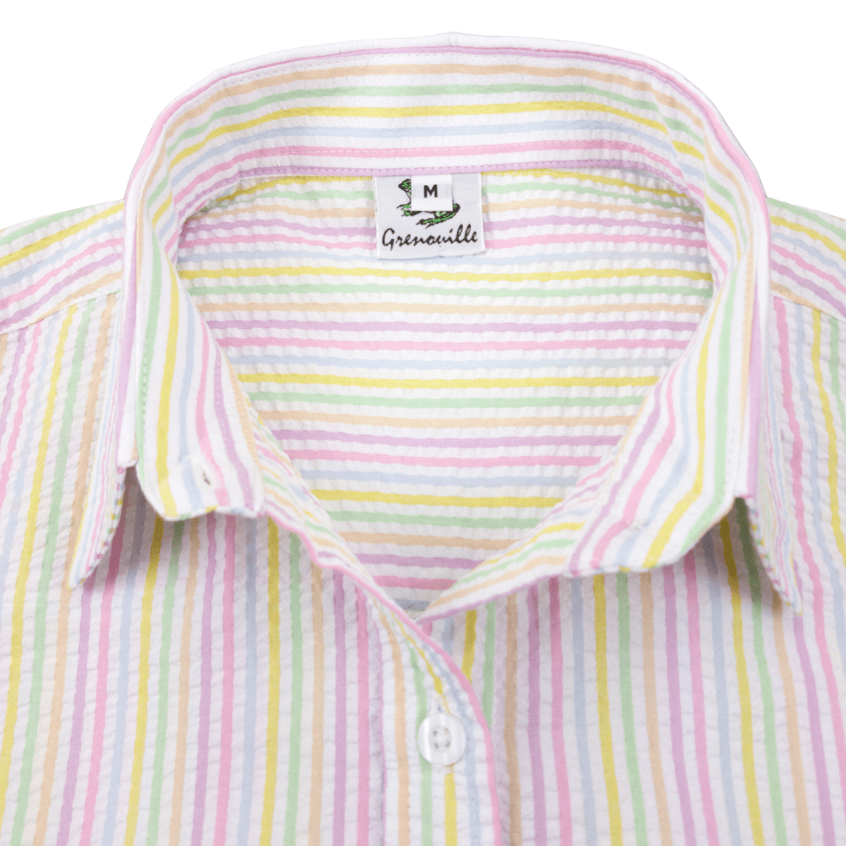 Grenouille Ladies 3/4 Sleeve Rainbow and Bright White Stripe