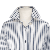 Grenouille Ladies 3/4 Sleeve White & Navy Stripe Seersucker Shirt