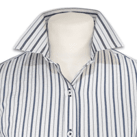 Grenouille Ladies 3/4 Sleeve White & Navy Stripe Seersucker Shirt