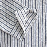 Grenouille Ladies 3/4 Sleeve White & Navy Stripe Seersucker Shirt
