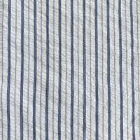Grenouille Ladies 3/4 Sleeve White & Navy Stripe Seersucker Shirt